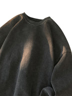 Men's Washed Distressed Cotton Basic Round Neck Long-sleeved Sweatshirt