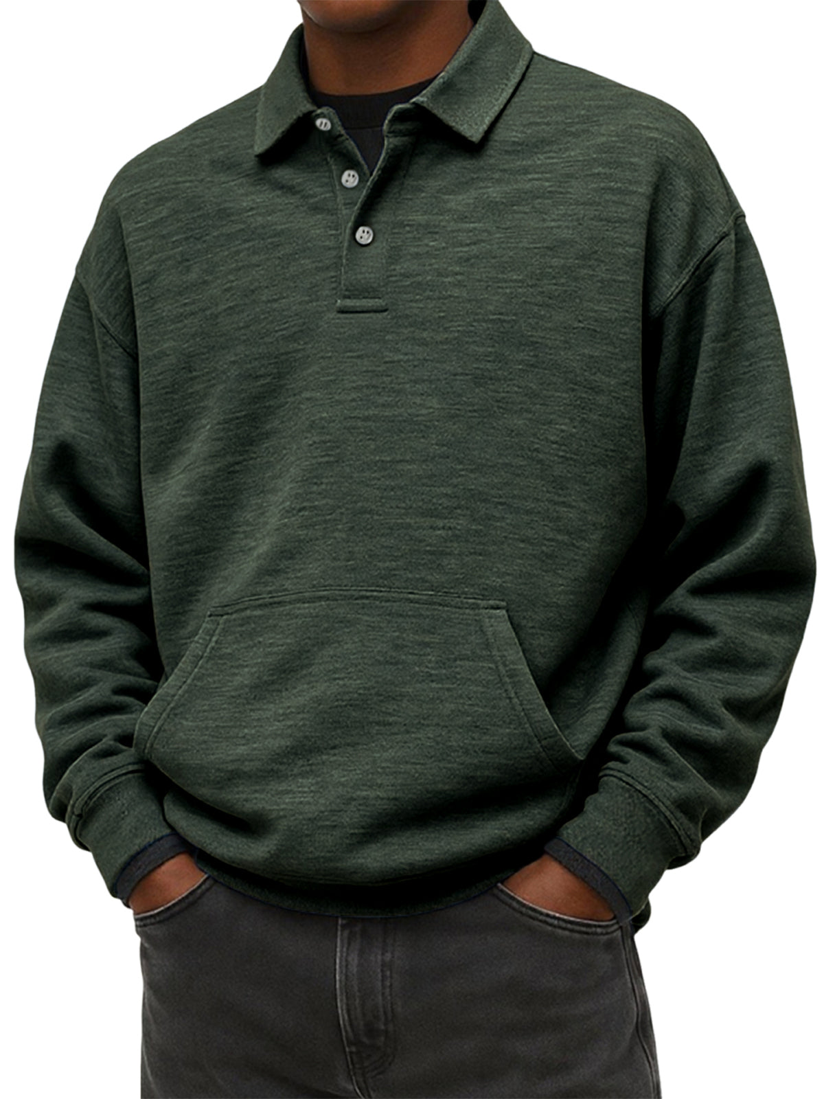 Men's Stylish Heavyweight Comfort Lapel Sweatshirt with Slip Pockets