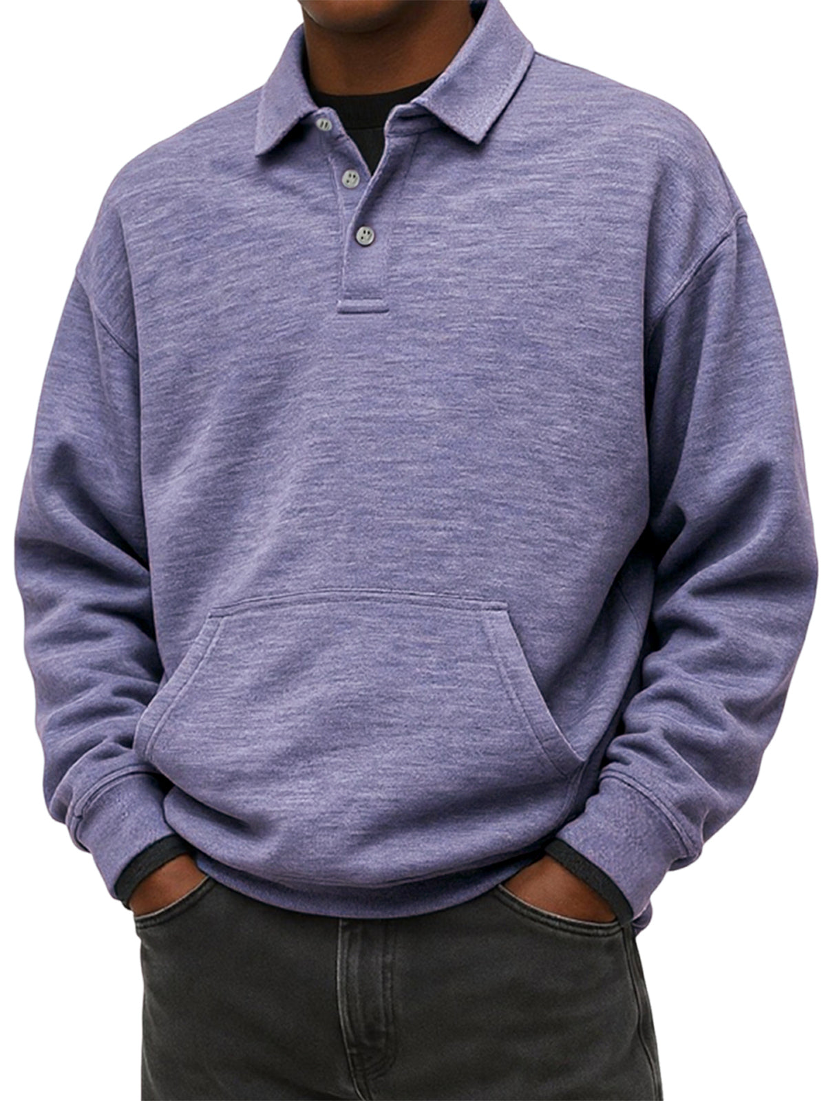 Men's Stylish Heavyweight Comfort Lapel Sweatshirt with Slip Pockets