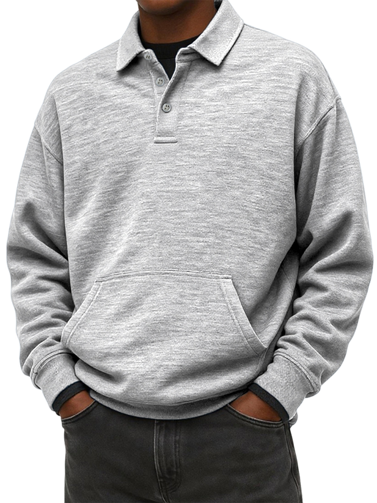 Men's Stylish Heavyweight Comfort Lapel Sweatshirt with Slip Pockets