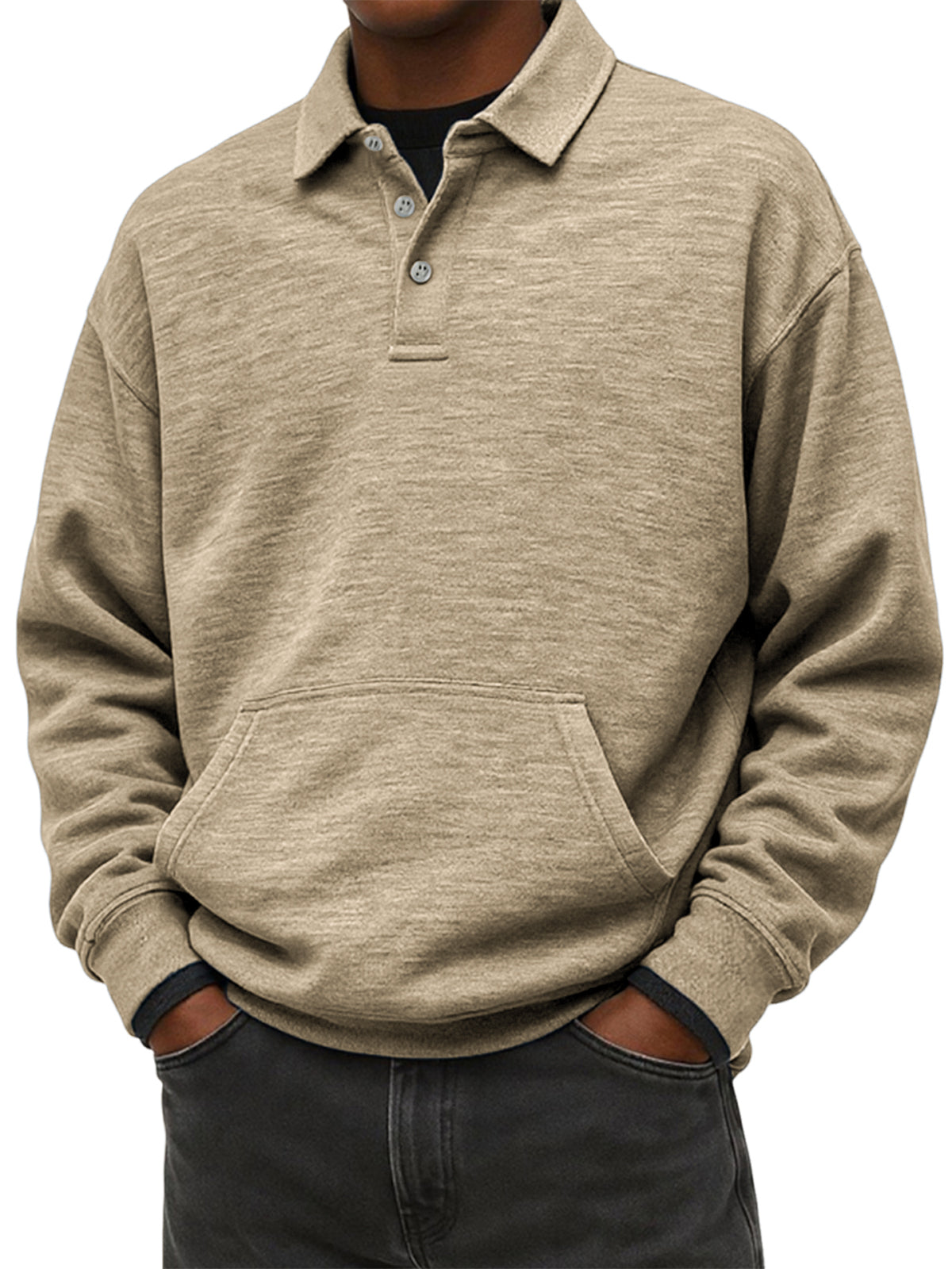 Men's Stylish Heavyweight Comfort Lapel Sweatshirt with Slip Pockets
