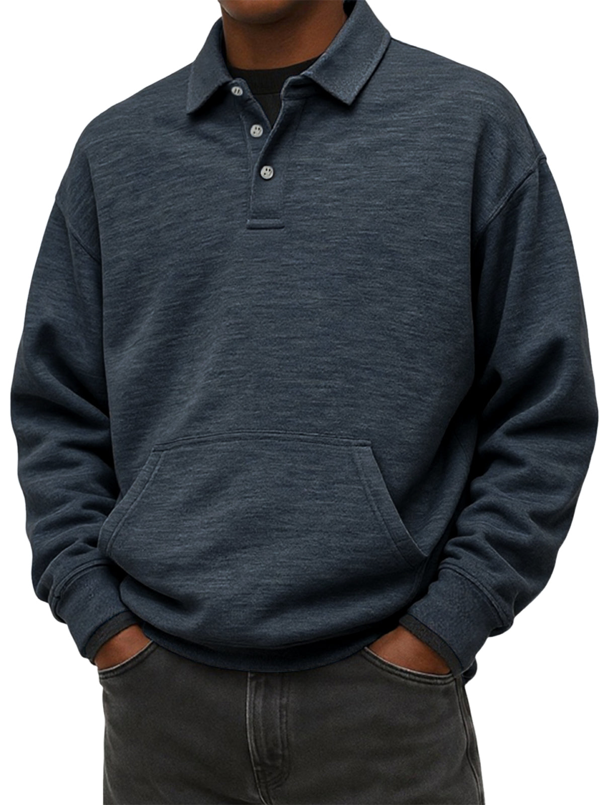 Men's Stylish Heavyweight Comfort Lapel Sweatshirt with Slip Pockets