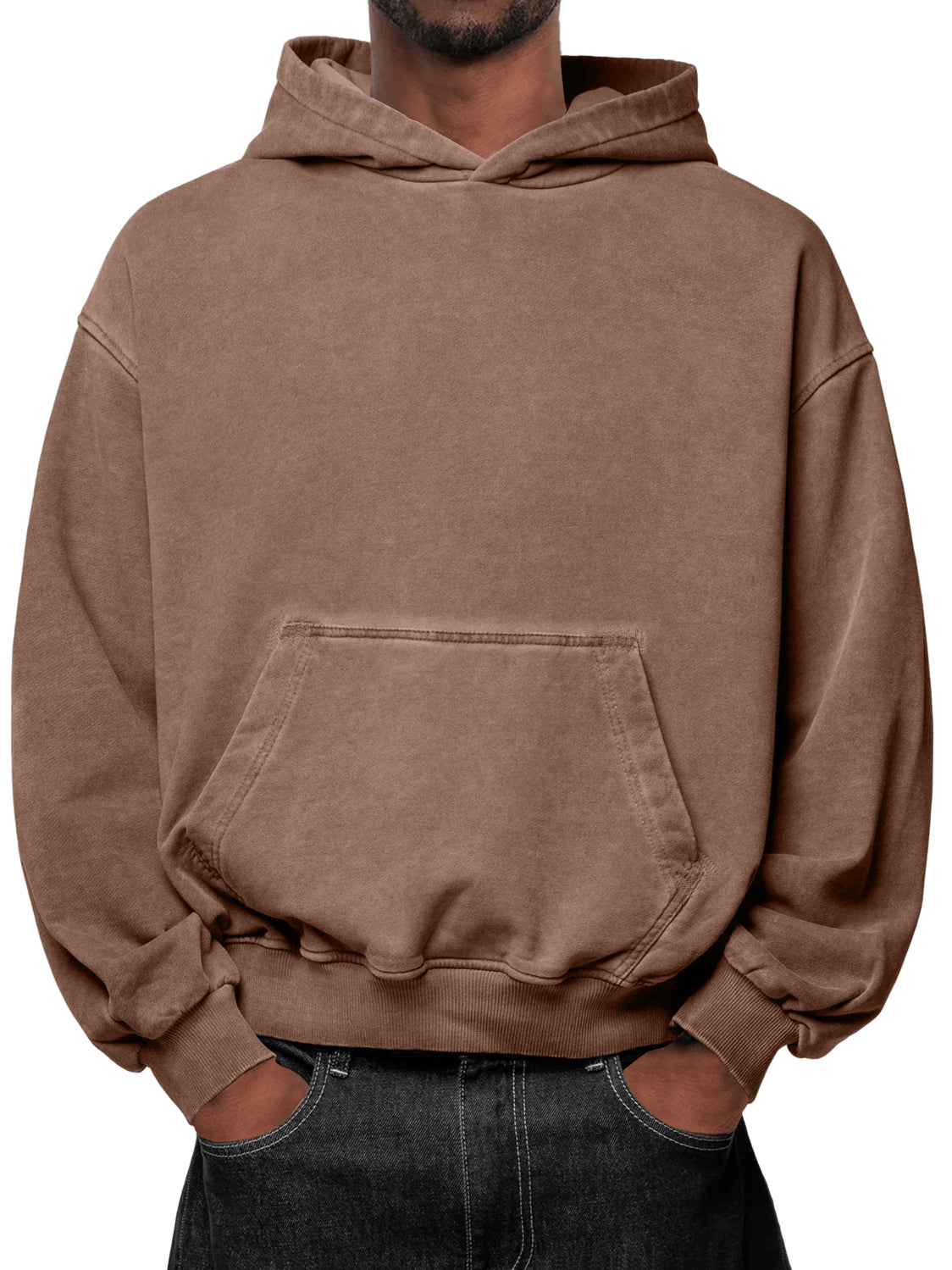 Men's Washed Distressed Vintage Hooded Sweatshirt
