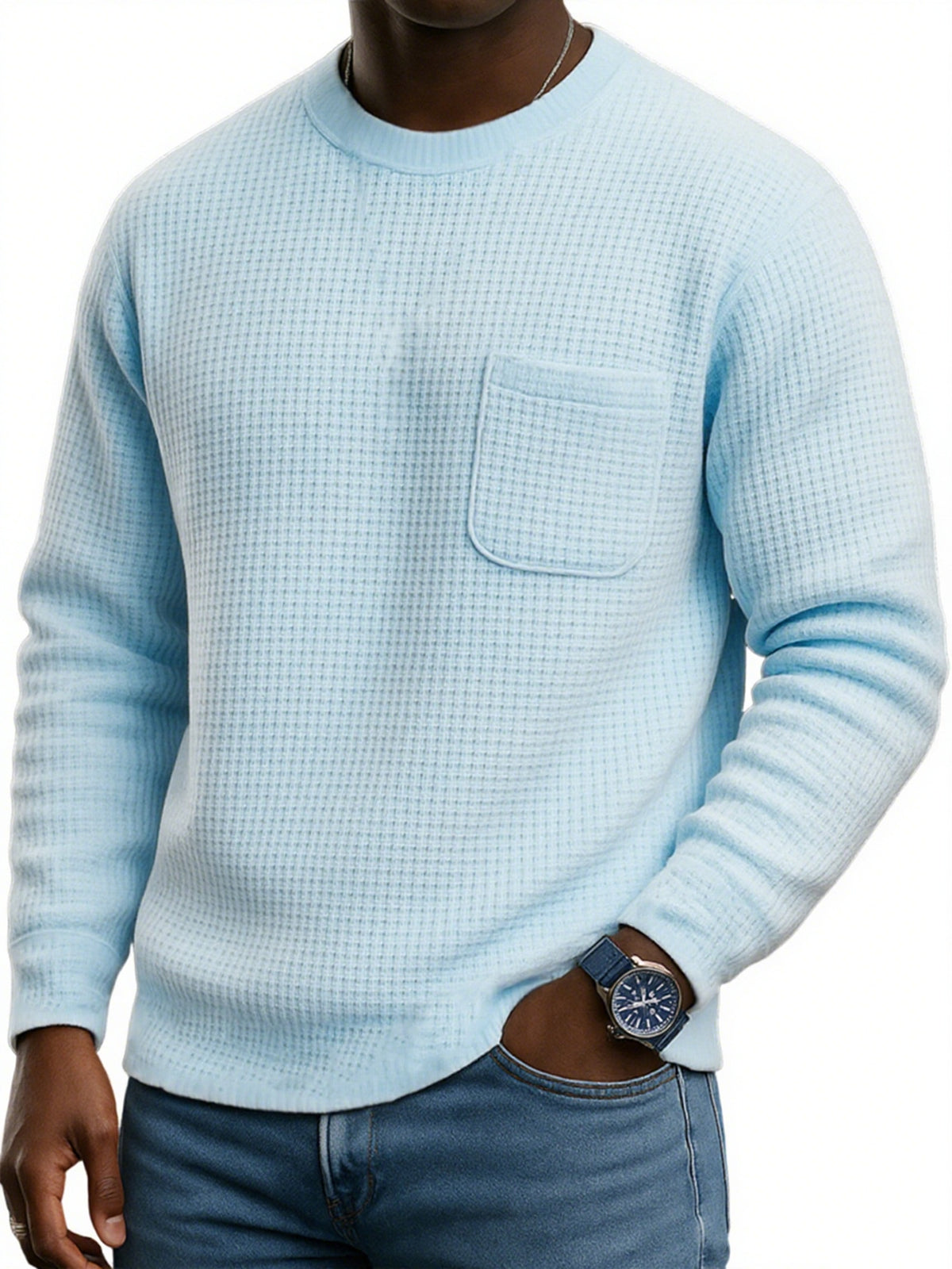 Men's Stylish Waffle Casual Pocket Sweatshirt