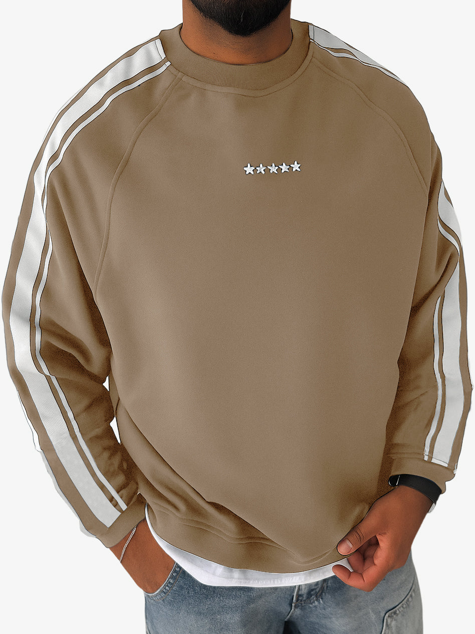Men's Stylish Striped Contrast Crewneck Sweatshirt