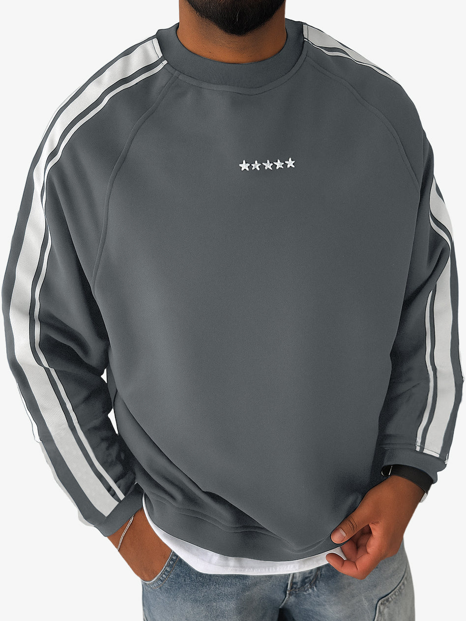 Men's Stylish Striped Contrast Crewneck Sweatshirt