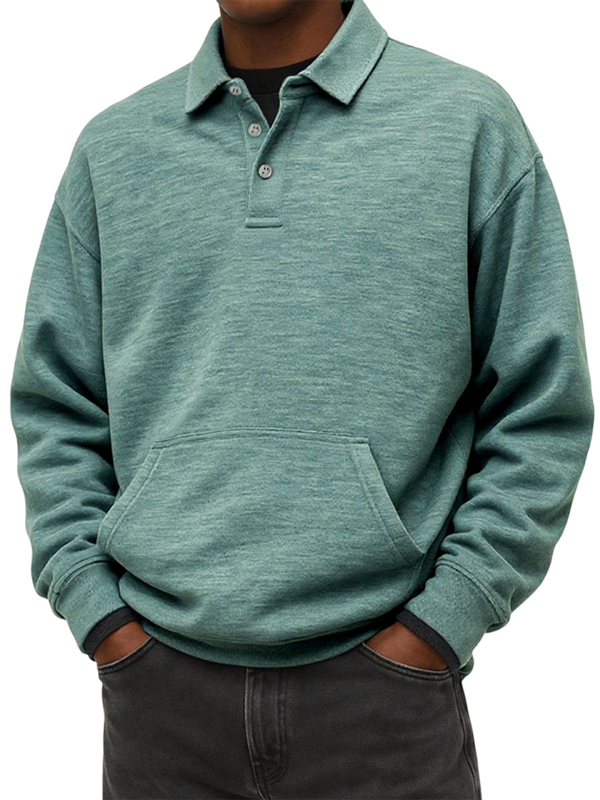 Men's Stylish Heavyweight Comfort Lapel Sweatshirt with Slip Pockets