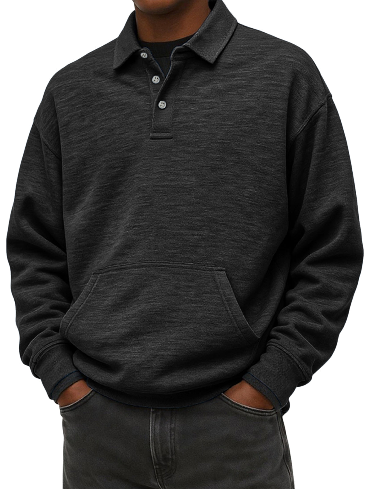 Men's Stylish Heavyweight Comfort Lapel Sweatshirt with Slip Pockets