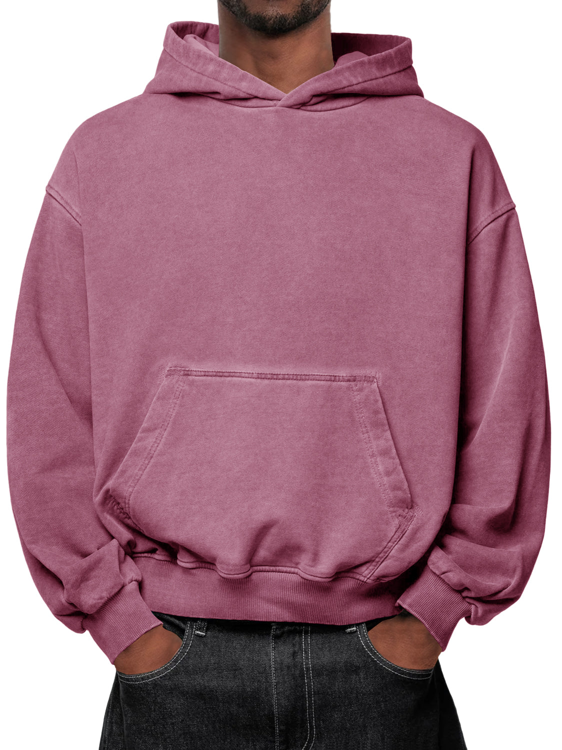 Men's Washed Distressed Vintage Hooded Sweatshirt