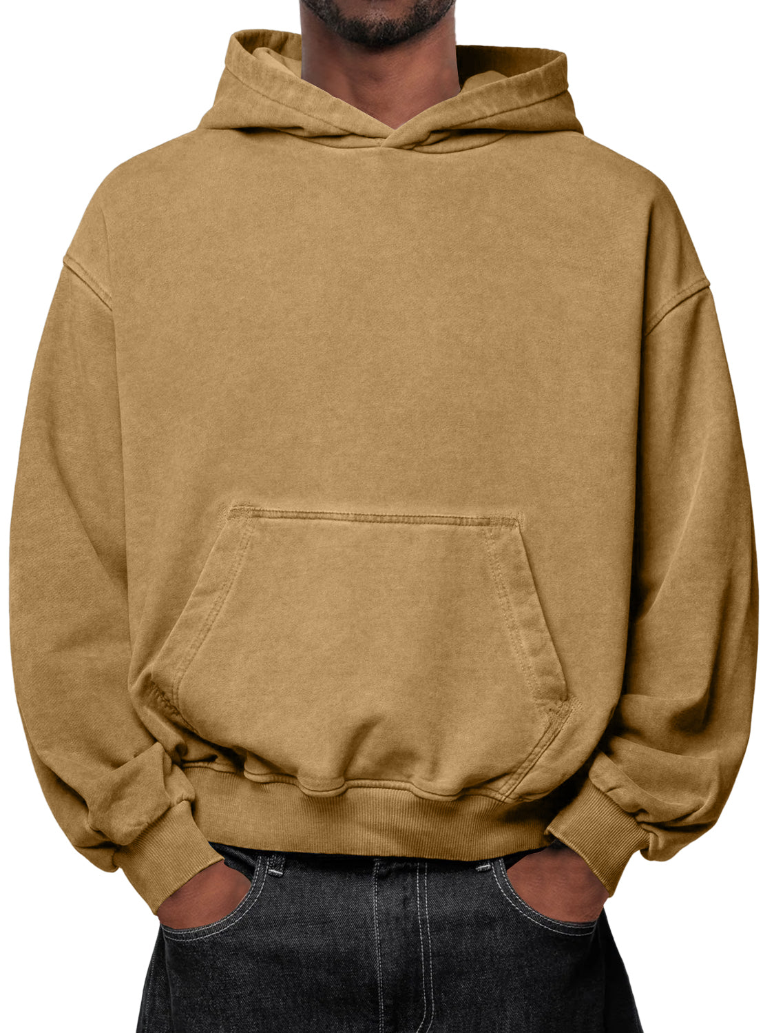 Men's Washed Distressed Vintage Hooded Sweatshirt