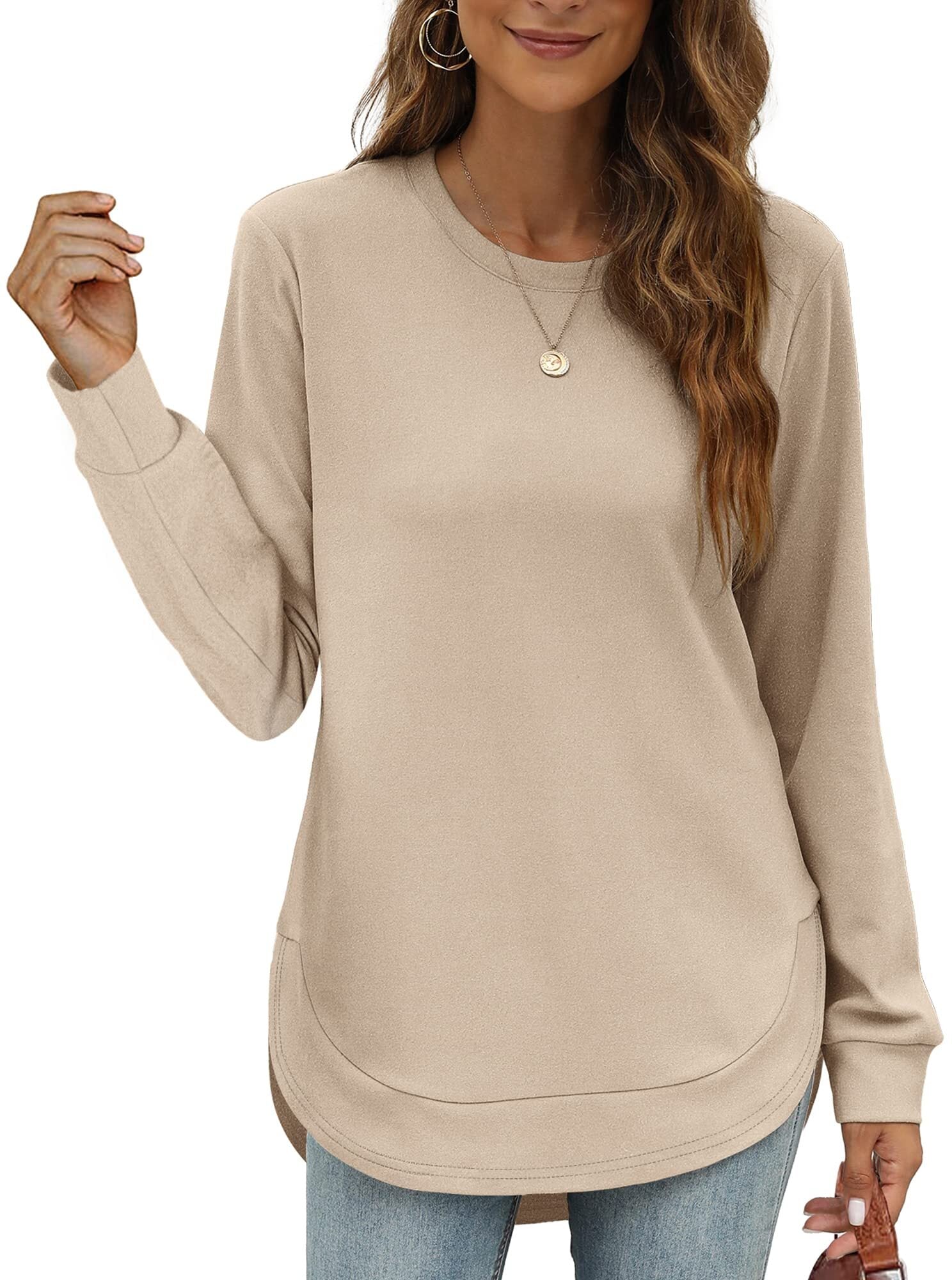 Women's High Low Curved Hem Tops