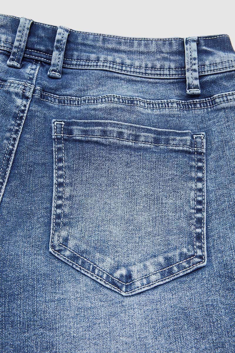 Wash Roll Hem High Rise Straight Leg Capri Jeans