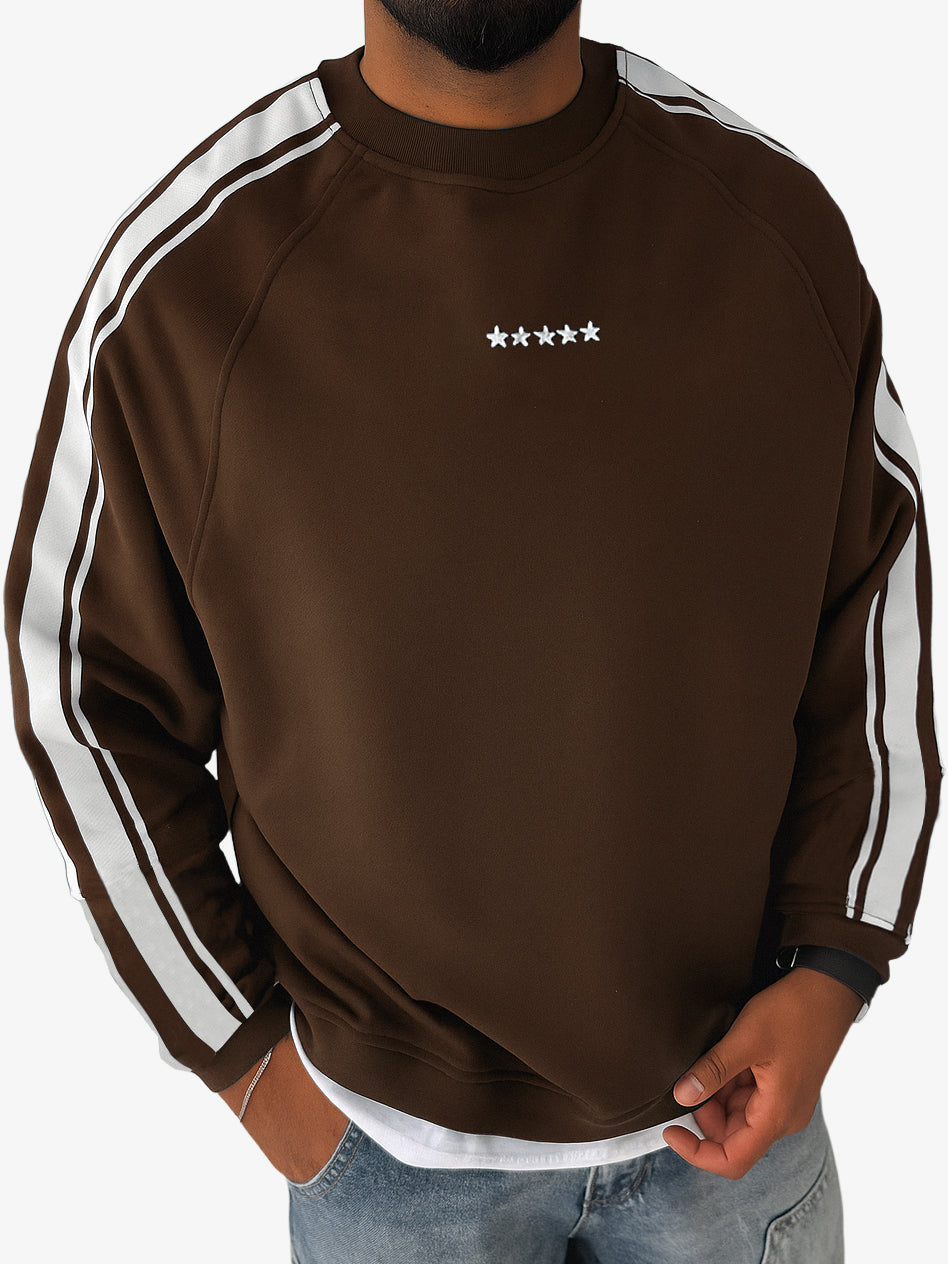 Men's Stylish Striped Contrast Crewneck Sweatshirt