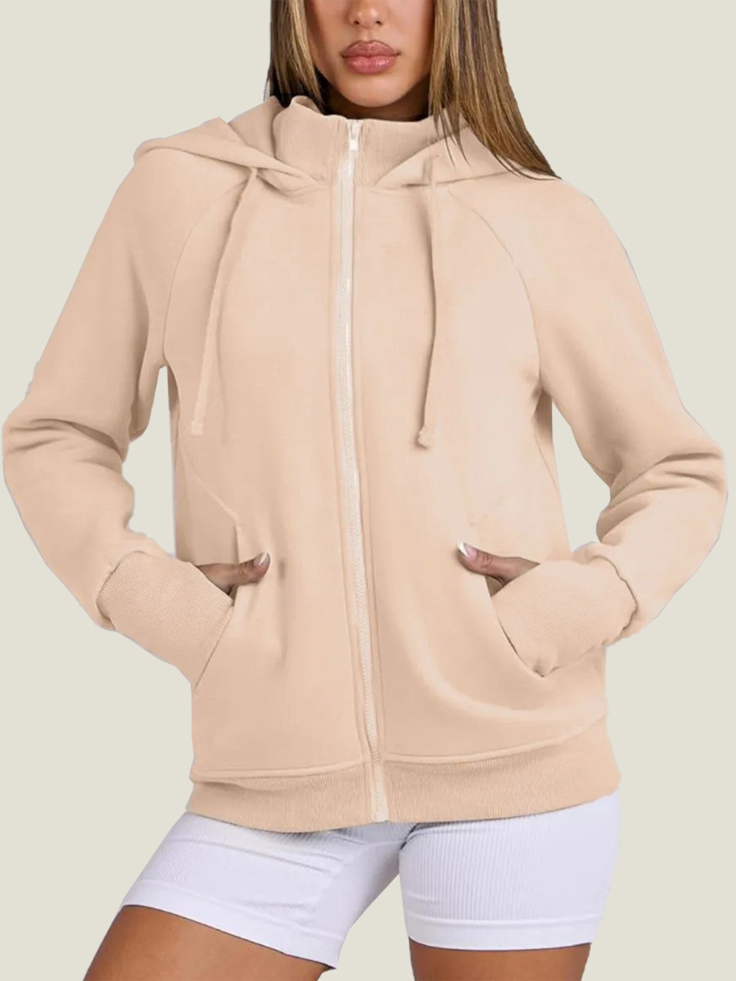Women's Zip Up Drawstring Hoodie Jacket