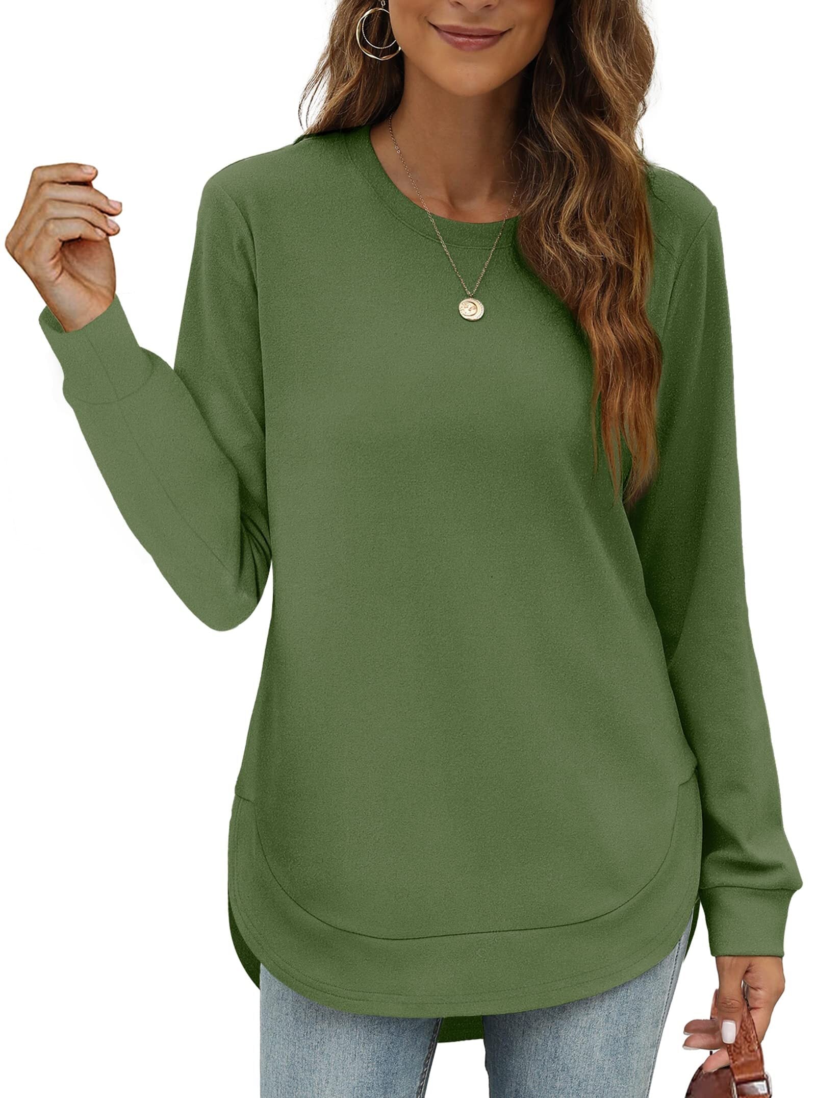 Women's High Low Curved Hem Tops