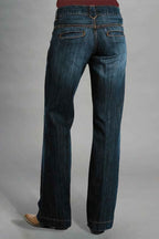 Vintage Oblique Button Mid Waist Straight Leg Jeans