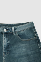 Tall Washed Raw Hem Mid Waist Wide Leg Jeans