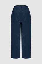Solid Stitch Detail Mid Waist Crop Straight Leg Jeans Without Belt