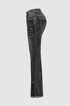 Wash Raw Hem Ripped Mid Rise Crop Barrel Leg Jeans