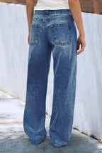 Wash Straight Leg Low Rise Jeans