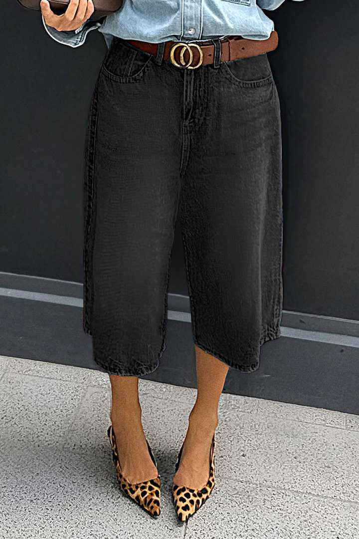 Wash High Waist Straight Leg Capri Jeans Without Belt