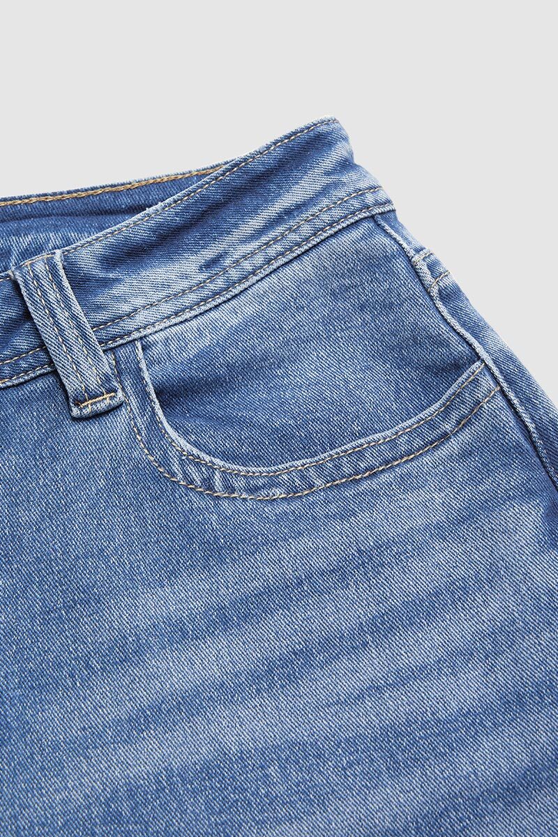Wash Straight Leg Low Rise Jeans