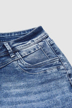 Wash Roll Hem High Rise Straight Leg Capri Jeans