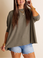 Women's Oversized Half Sleeve Ribbed Top