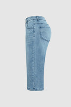 Wash High Waist Straight Leg Capri Jeans Without Belt
