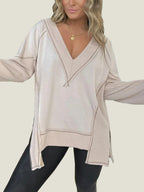 Women's V-Neck Loose Long Sleeve Top