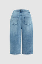 Wash High Waist Straight Leg Capri Jeans Without Belt