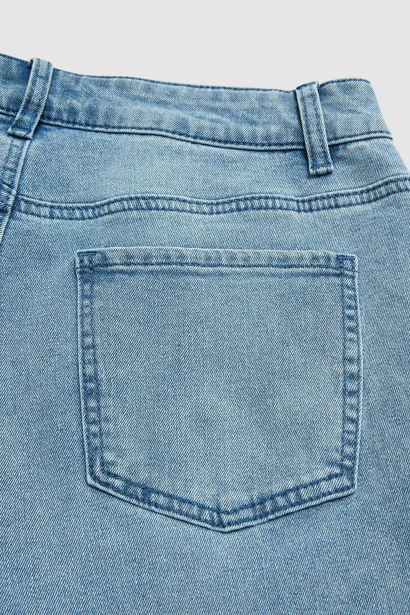Wash High Waist Straight Leg Capri Jeans Without Belt