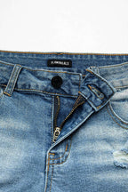 Raw Hem Ripped Low Rise Denim Shorts