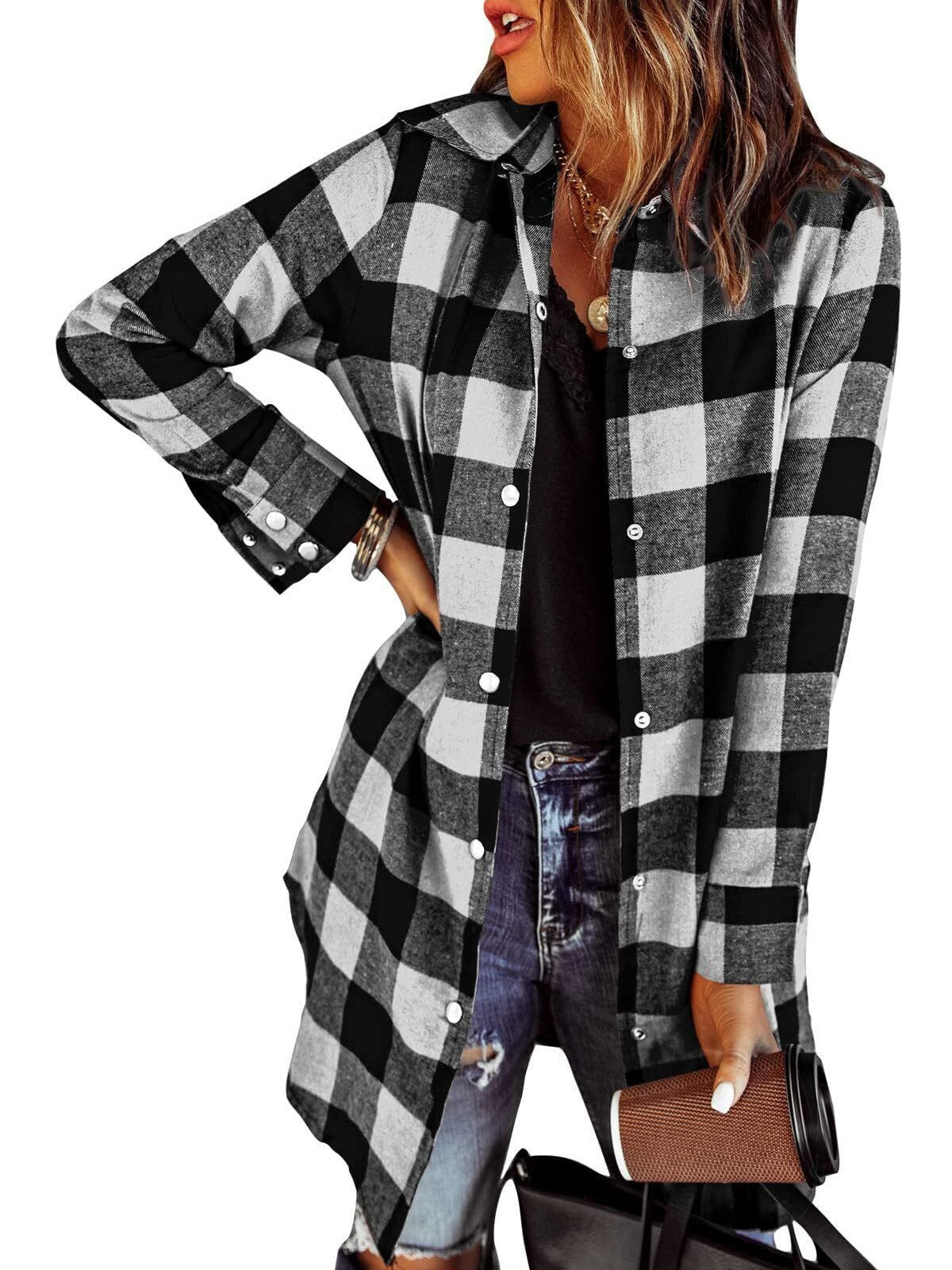 Women's Flannel Plaid Button Down Shirts