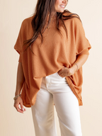 Women's Oversized Half Sleeve Ribbed Top