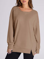Women's High Low Side Slit Pullover Sweatshirt With Pockets