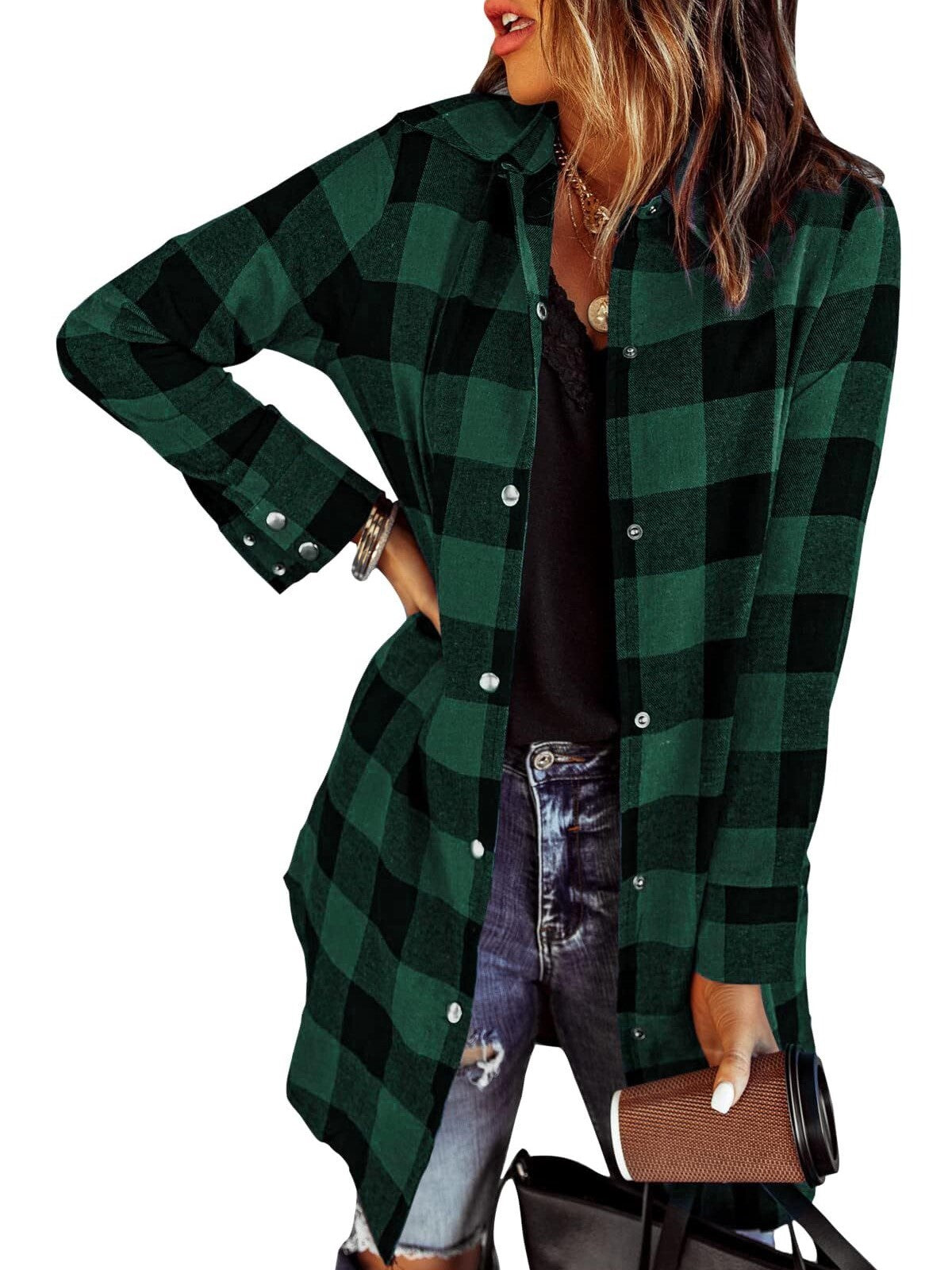 Women's Flannel Plaid Button Down Shirts