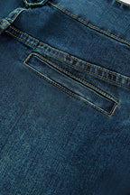 Vintage Oblique Button Mid Waist Straight Leg Jeans