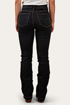Double Button Stitch Detail High Waist Bootcut Jeans