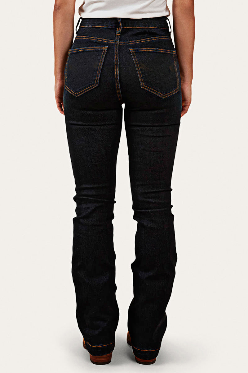 Double Button Stitch Detail High Waist Bootcut Jeans