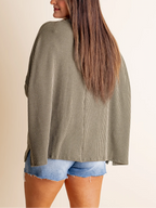 Women's Oversized Half Sleeve Ribbed Top
