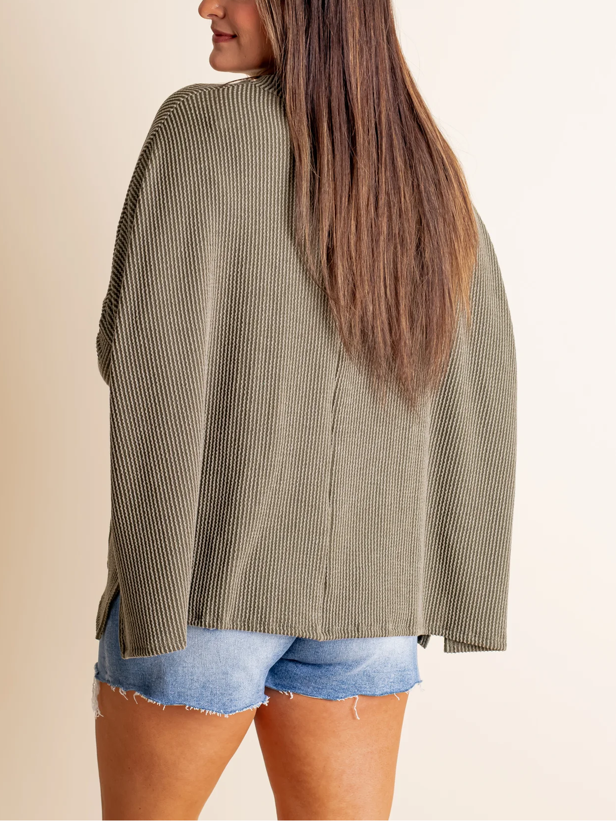 Women's Oversized Half Sleeve Ribbed Top
