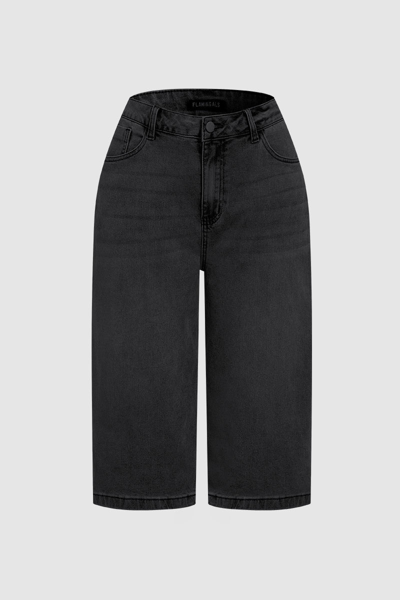 Wash High Waist Straight Leg Capri Jeans Without Belt