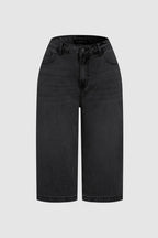 Wash High Waist Straight Leg Capri Jeans Without Belt