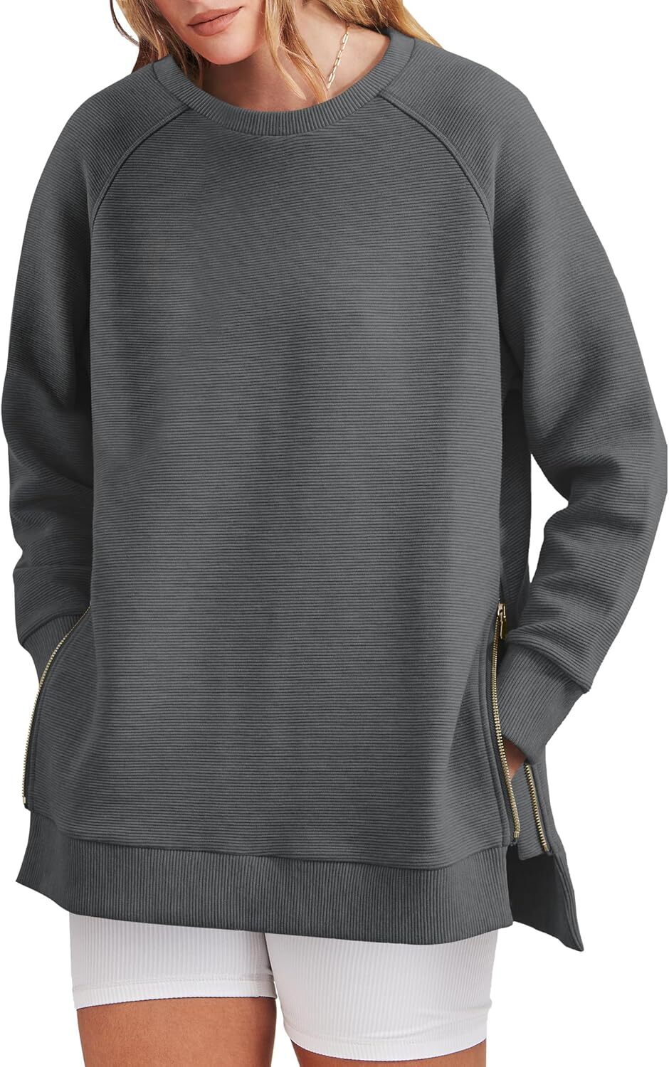 Women's Side Zipper Oversized Sweatshirt