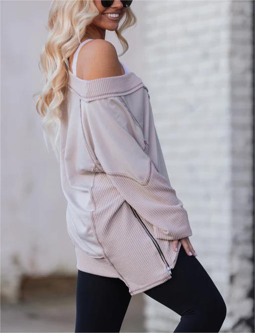 Women's V-Neck Loose Long Sleeve Top