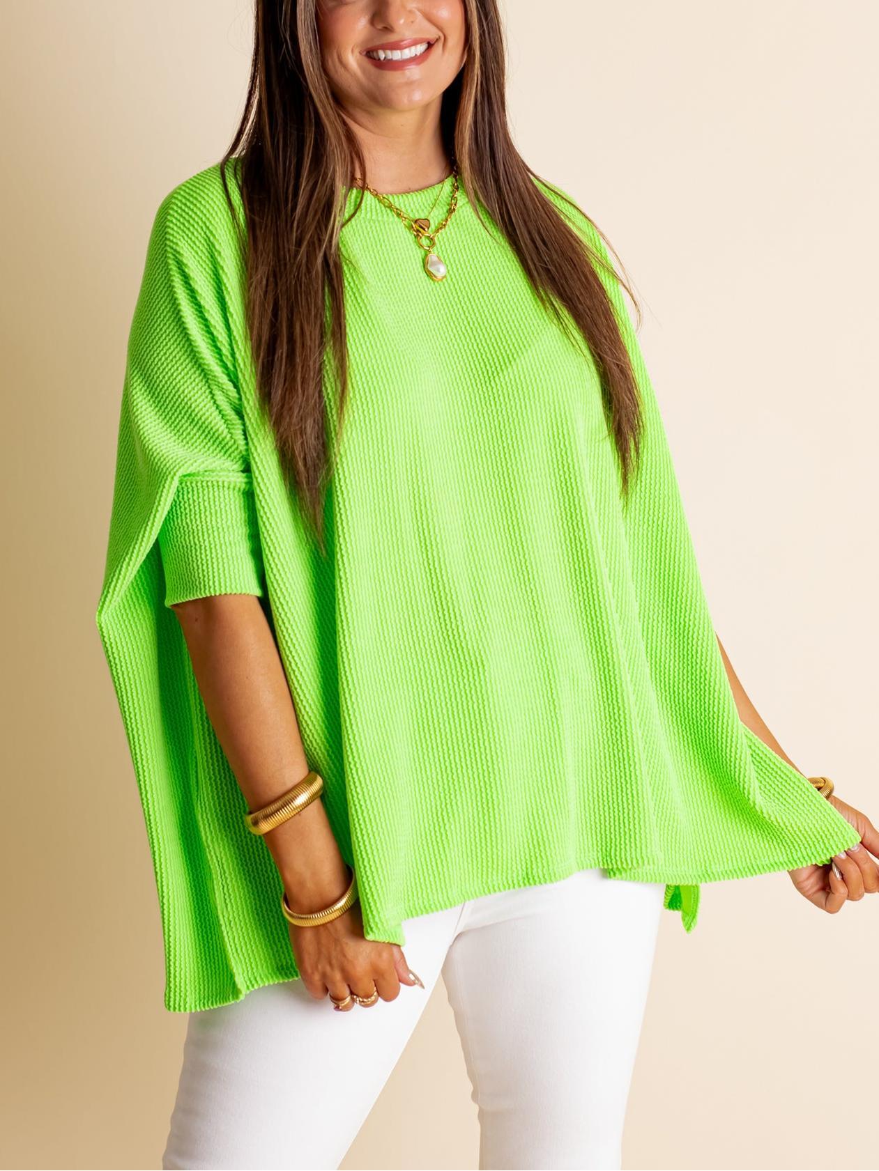 Women's Oversized Half Sleeve Ribbed Top