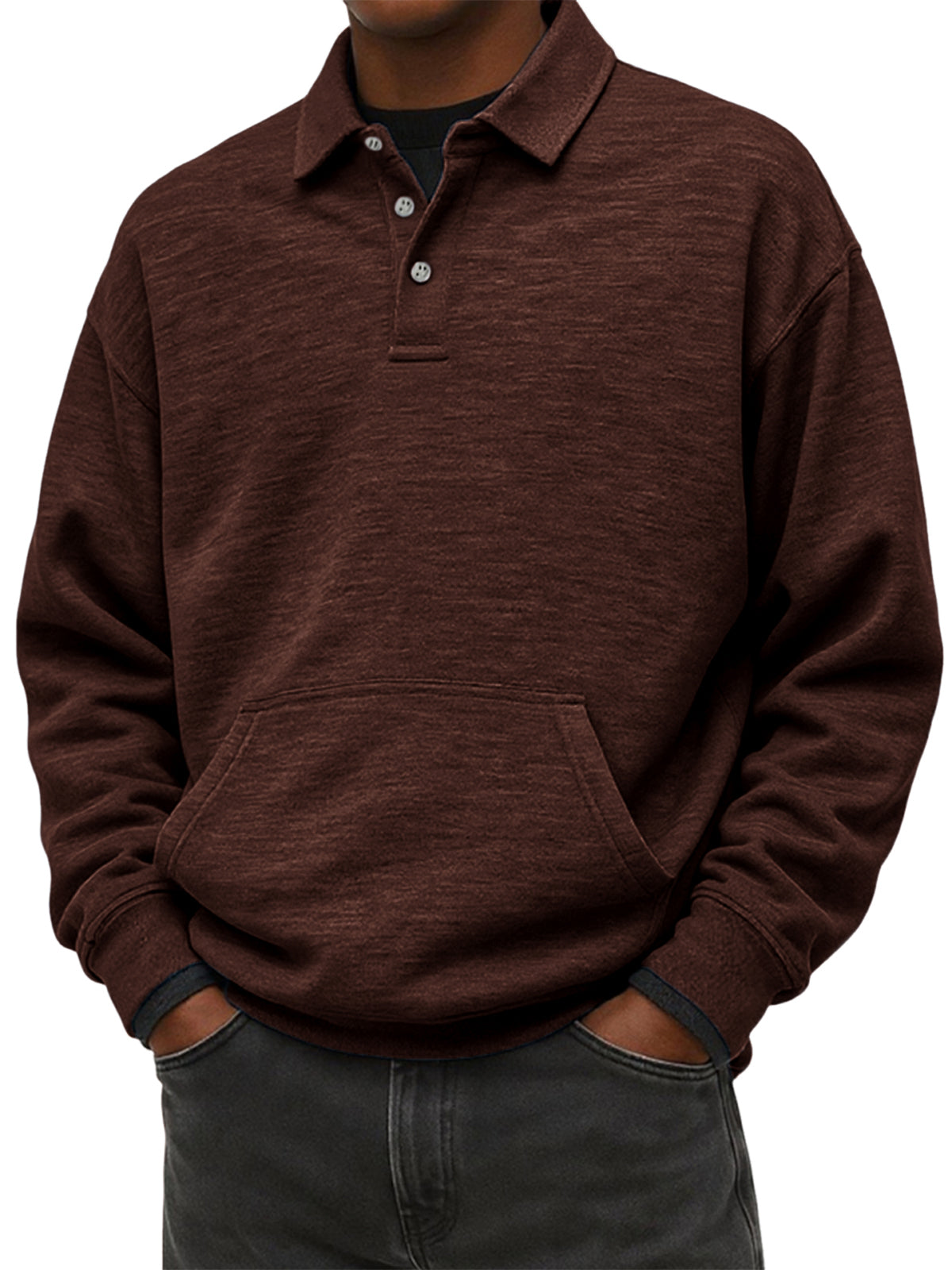 Men's Stylish Heavyweight Comfort Lapel Sweatshirt with Slip Pockets