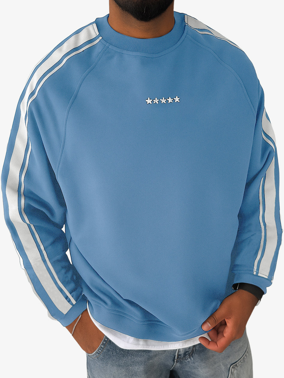 Men's Stylish Striped Contrast Crewneck Sweatshirt