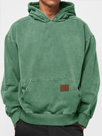 Men's 100% Cotton Washed, Distressed, Vintage Casual Logo Hooded Sweatshirt
